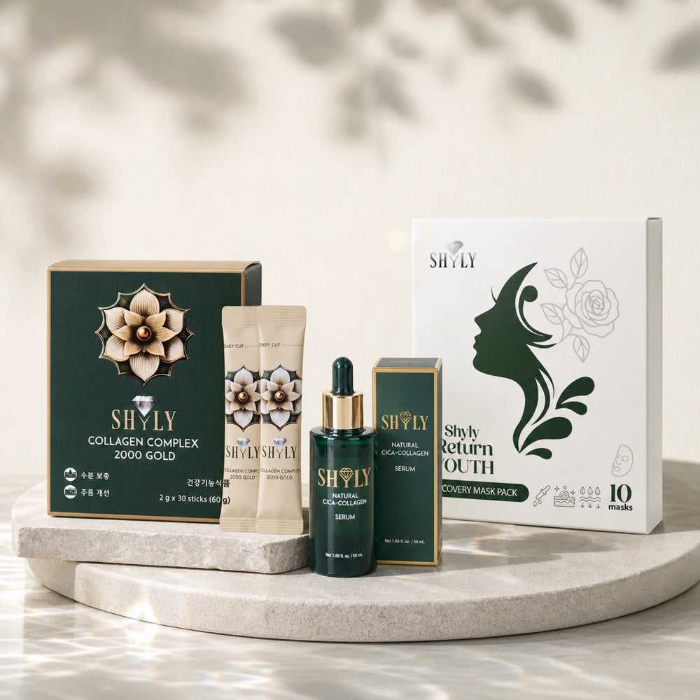Starter Glow Set với Collagen Serum và mặt nạ Shyly