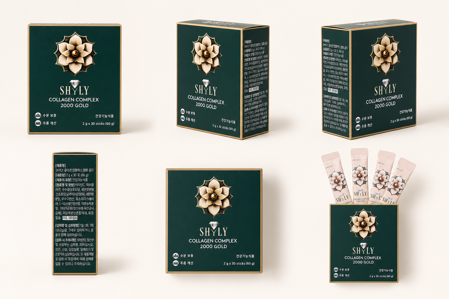 Các góc nhìn của hộp và gói Collagen Shyly