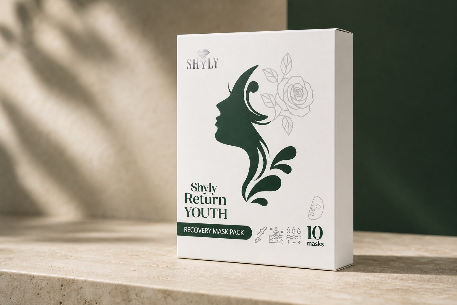 Cận cảnh hộp Shyly Return Youth Recovery Mask và chất liệu bao bì