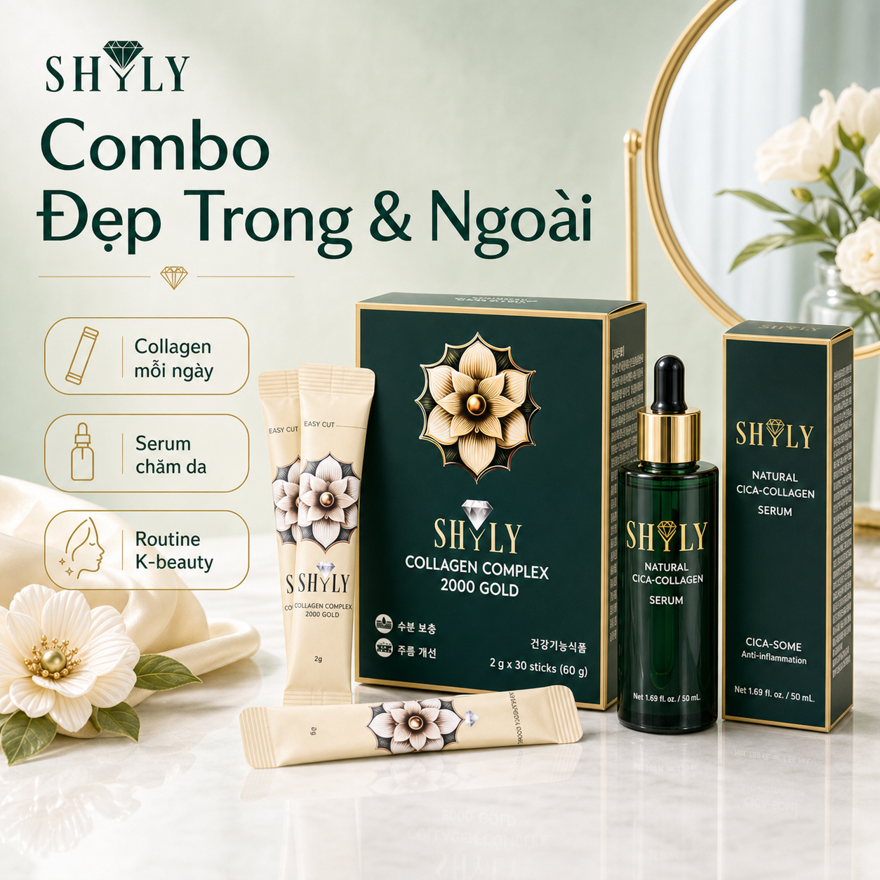 Shyly skincare serum and beauty routine